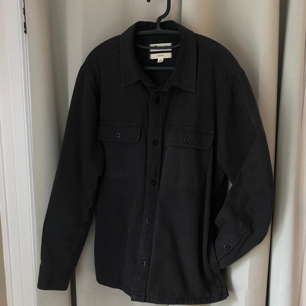 Madewell Black Lightweight Button-Front Shirt Jacket